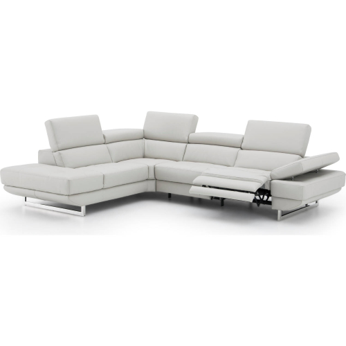 Annalaise Sectional Sofa w/ Left Facing Chaise in Silver Grey Leather